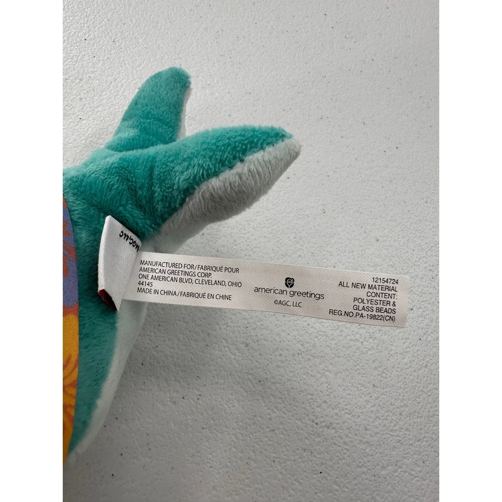 American Greetings Shark Plush Hawaiian Aloha Shirt 8 Inch Teal Blue Kids Toy